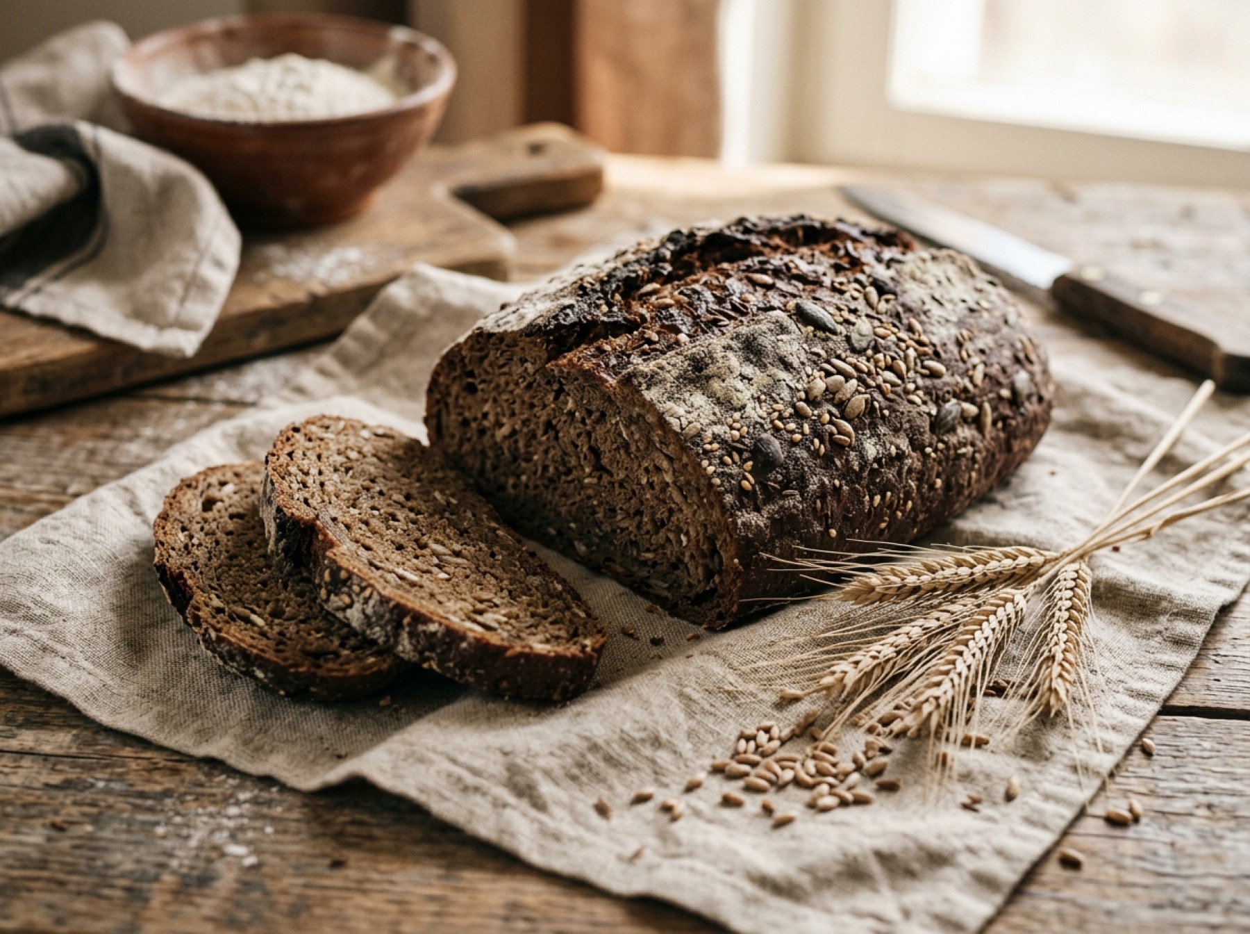 A dark seeded rye loaf